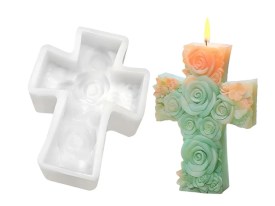 Molde silicona cruz con flores